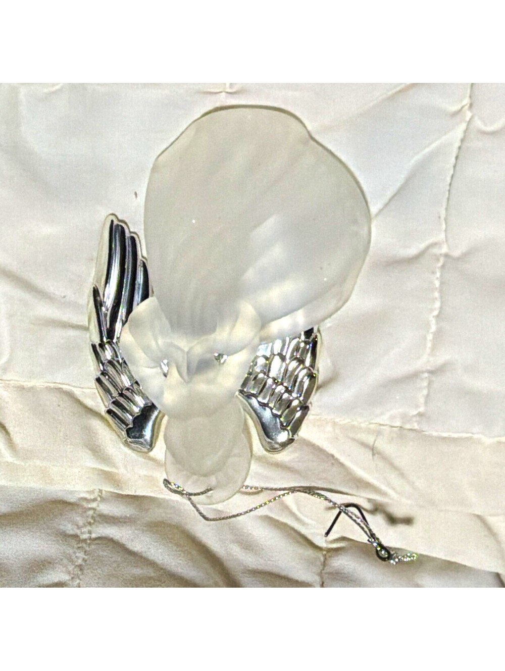 Opaque Silver Angel Hanging Christmas Ornament 4 in Holiday Decorative